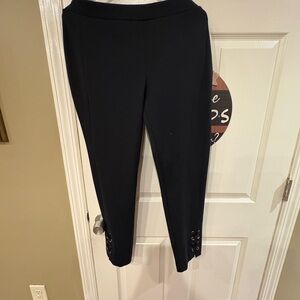 Michael Kors Black Ankle Pants with Button Detail